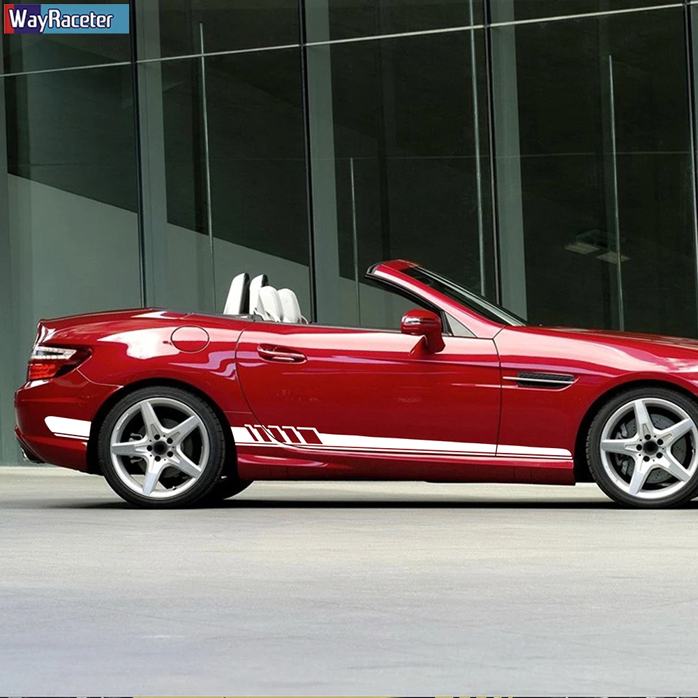 

2 Pcs Car Door Side Stripe Skirt Sticker Vinyl Decal For Mercedes Benz SLK Class R170 R171 R172 SLK55 AMG SLK200 250 Accessories