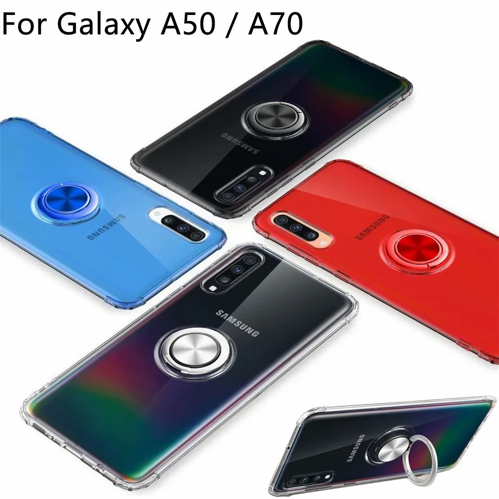 Чехол для телефона Samsung Galaxy A50 A70 чехол с милым кольцом на палец Прозрачный мягкий