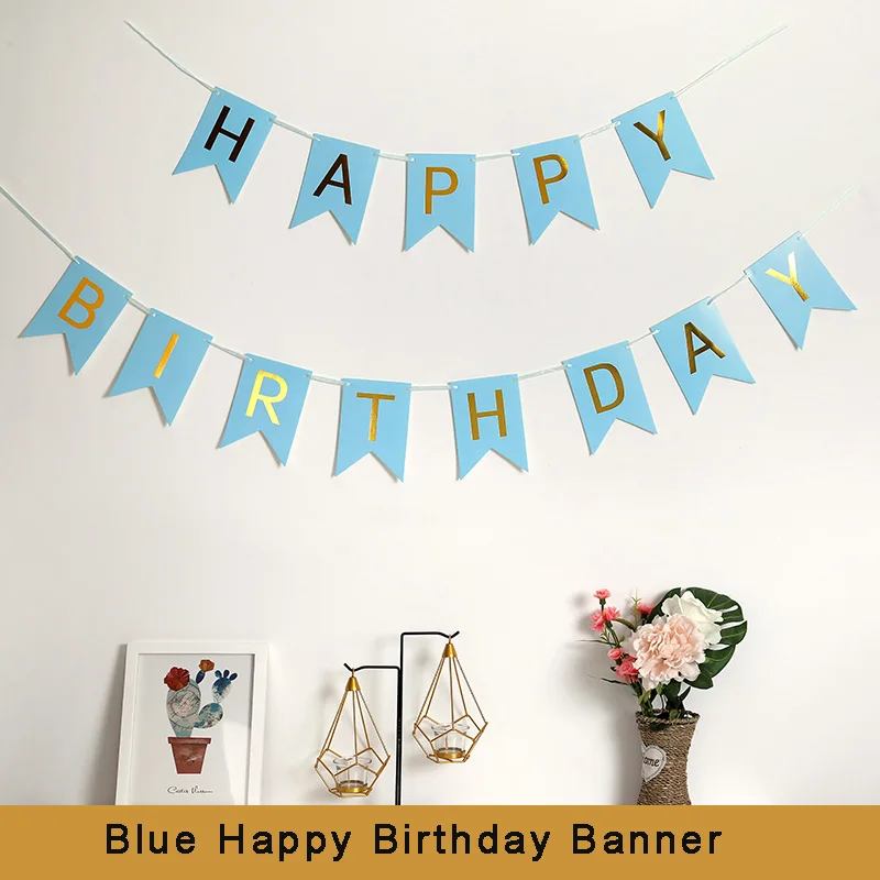 blue banner 1st Happy Birthday украшения для баннеров Серебряный Синий звезда фольги шар первый день рождения для мальчиков и девочек вечерние мой 1 один год Декор дети взрослые - Цвет: blue banner