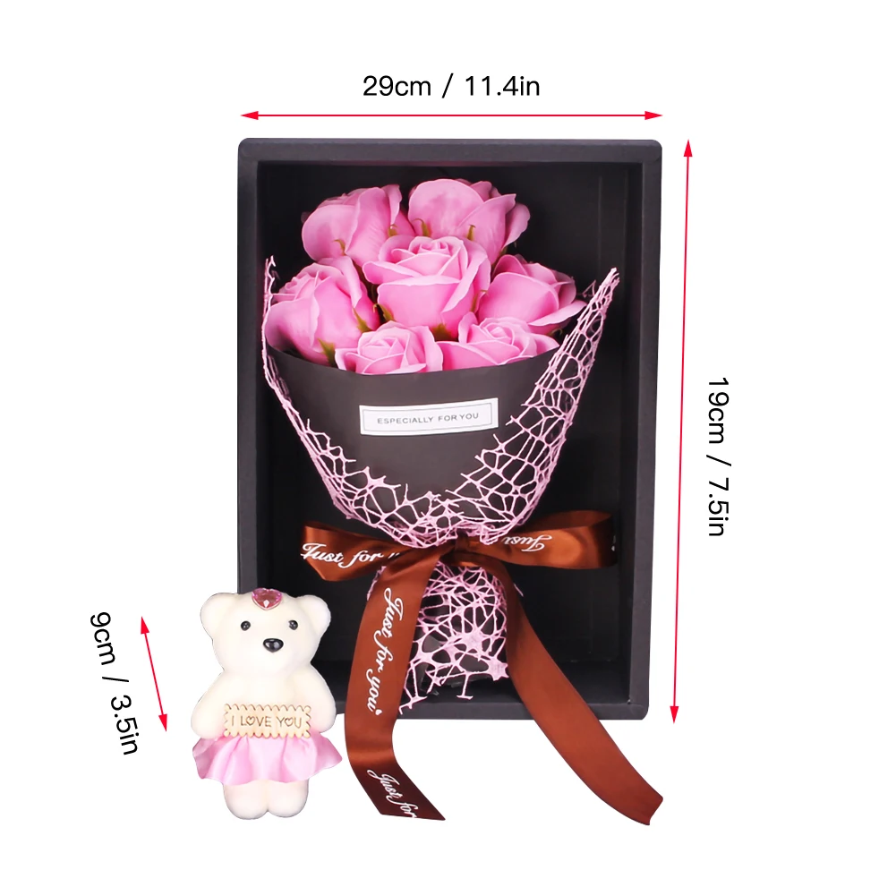

Simulation 7 Rose Soap Flower Gift Box Small Bouquet Gift Christmas Valentine Gift