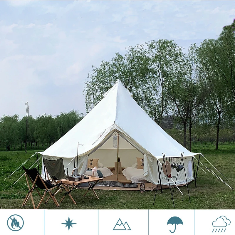 

4x4x2.5m Outdoor Safari Glamping Tent Waterproof Oxford Luxury Yurt Bell Tent Family Camping Gazebo Tents Outdoor Camping Large