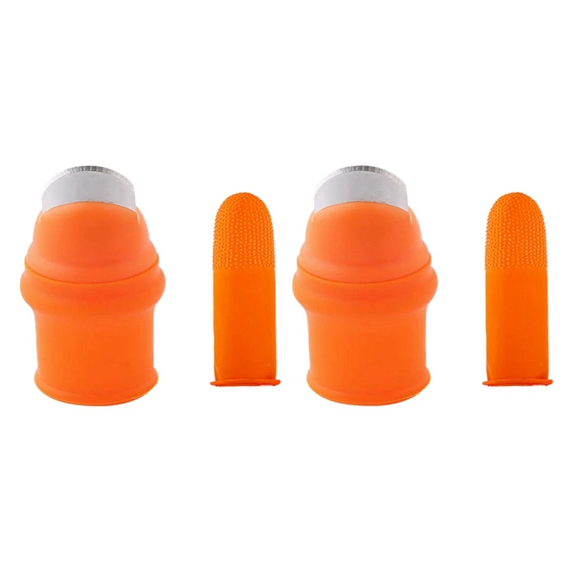 

2Set Gardening Silicone Thumb Knife With Finger Cots Thumb Knife Picker For Fruits Vege-L & S