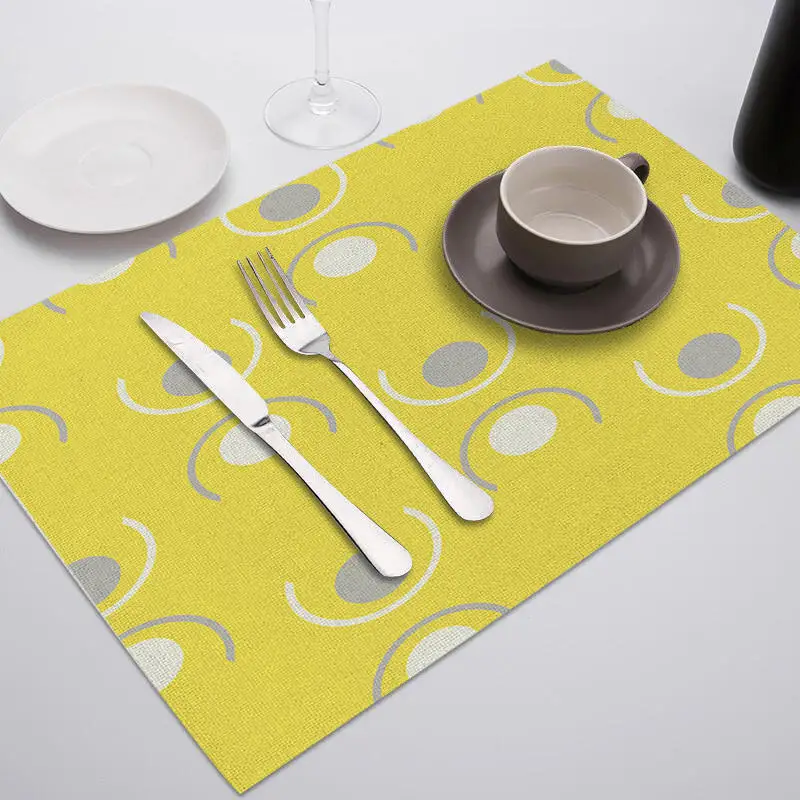 

Fuwatacchi Yellow Placemat Simple Style Dessert Drink Coasters Tea Party Decorations Rectangle Table Mats Dining Table Wedding