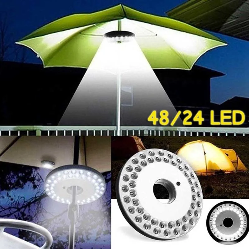 

48/24 LED Poles Umbrella Light Durable Portable Garden Floodlight Yard Lawn Night Lights Tent Lamp Outdoor Camping Lighting