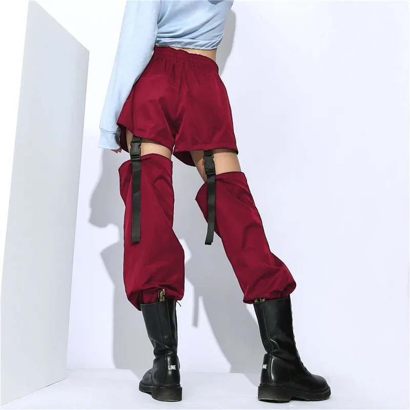 

Woman Pants 2020 New Casual Sexy Cargo Pants Elastic Waist Detachable Leg Trousers Streetwear Hollow Out Cargo Pants 2020 New