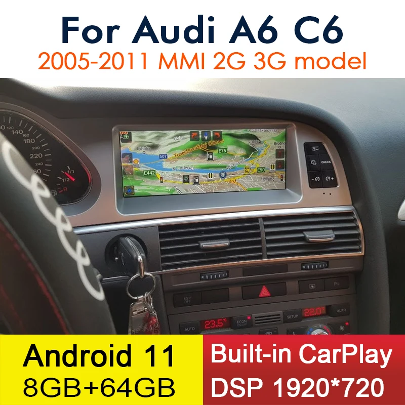 

Android 11 CarPlay 8+64GB For Audi A6 C6 4f 2005~2011 MMI 2G 3G Car Multimedia Player GPS Navi Stereo WiFi 4G IPS Touch Screen