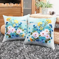 diy 3d embroidery pillowcase flower ribbon decorations cushion cover for home pillow cover cotton sofa diy pillow case