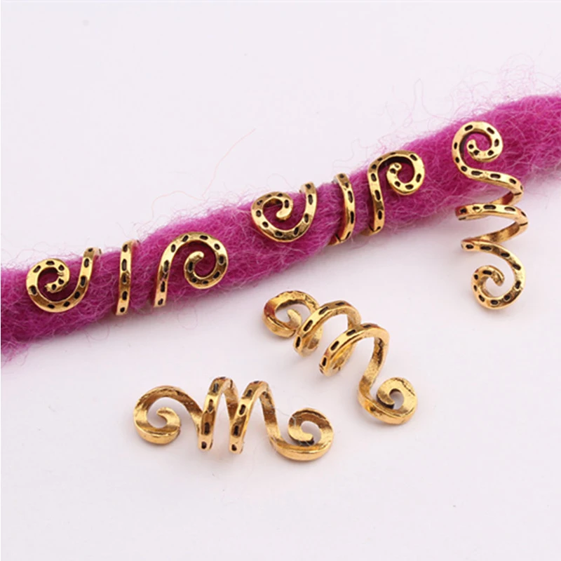 

1 Pcs Beads Silver Hair Braid Bead Braiding Dread Dreadlock Beads Ring Cilp Cuff for Braiding Hair Extension Decoration