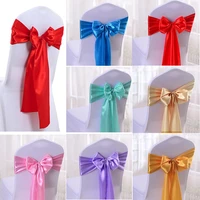 1pc satin chair bow sashes plain wedding chair knot ribbon diy ties for party event hotel banquet home decorations wholesale