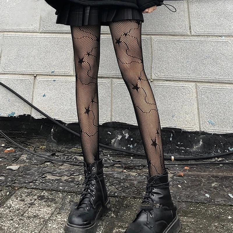 Пикантные колготки женские высокие чулки сетчатые ажурные Дамский подарок ретро