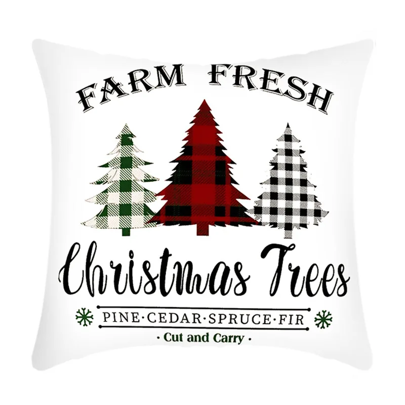 

Hot Sell Christmas Tree Printing Pillowcase Linen Fabric Cushion Cover Throw Pillowcase For Sofa Home Decorative Pillowcover
