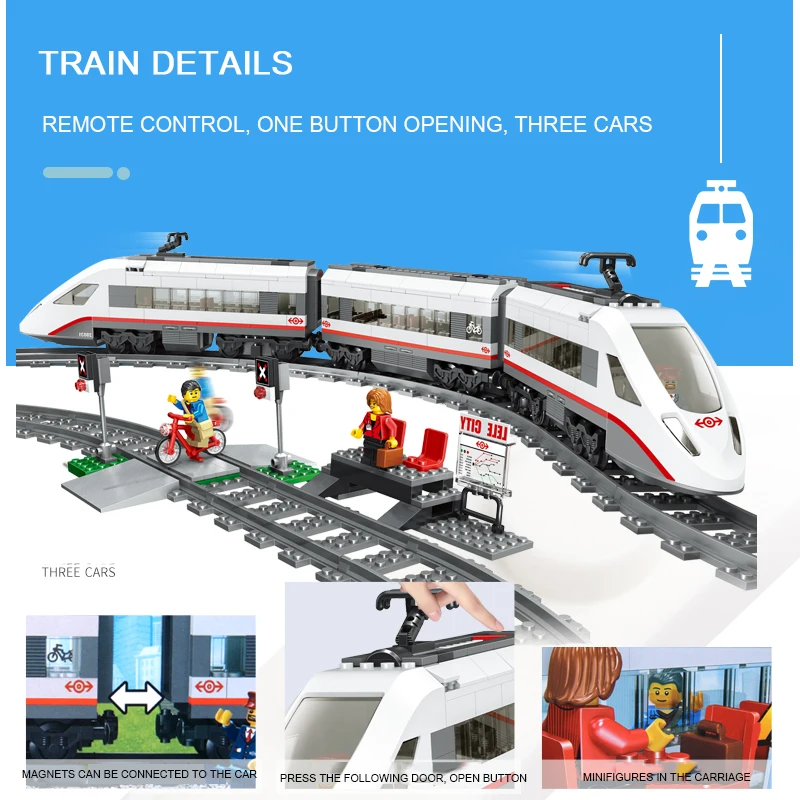 Город RC высокоскоростные пассажирские железнодорожные кирпичи с мотором