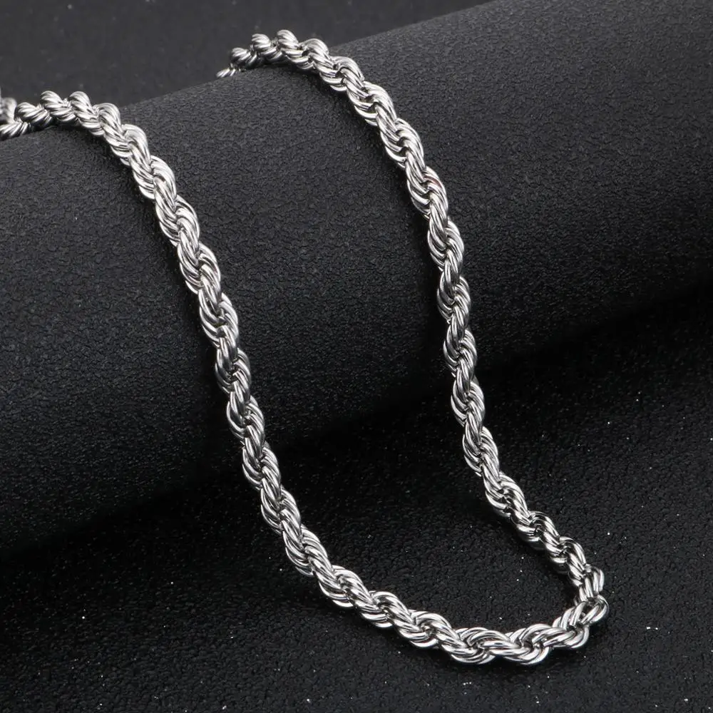 

5/6mm Steel Twisted Singapore Rope Chain Necklace Men
