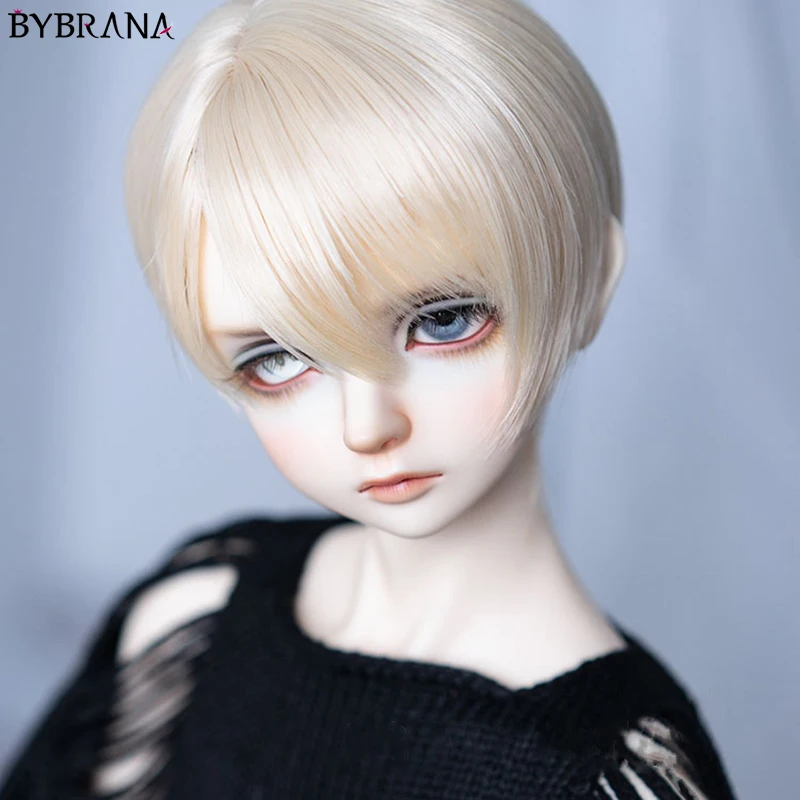 

Bybrana Bjd Wig 1/3 1/4 Sd Doll Short Hair Bjd Boy Doll Oblique Bangs Side Wigs
