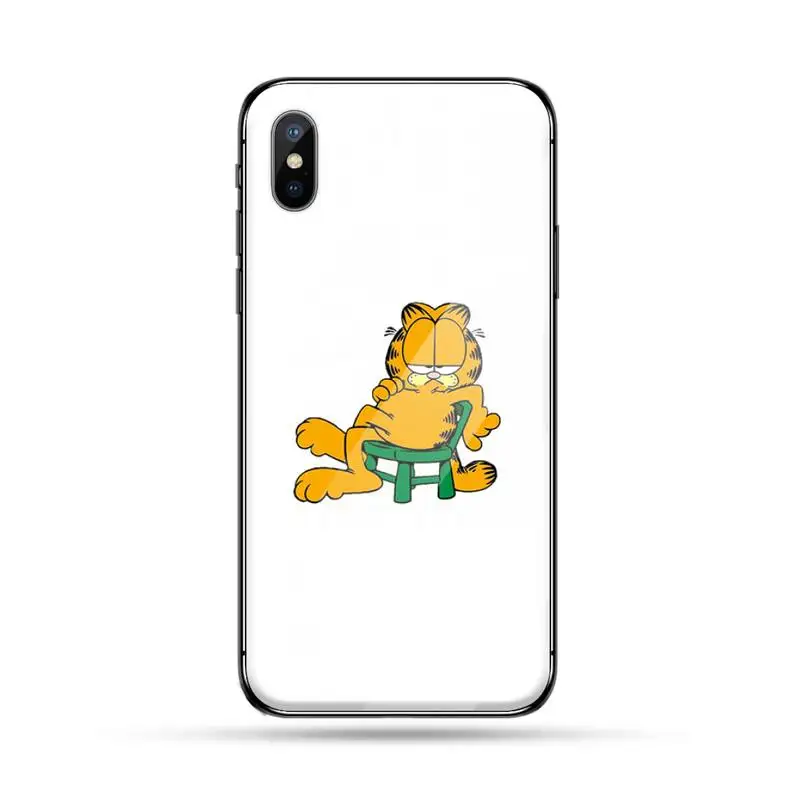 

Cartoon Garfield Cat Phone Case Tempered glass For iphone 5C 6 6S 7 8 plus X XS XR 11 PRO MAX