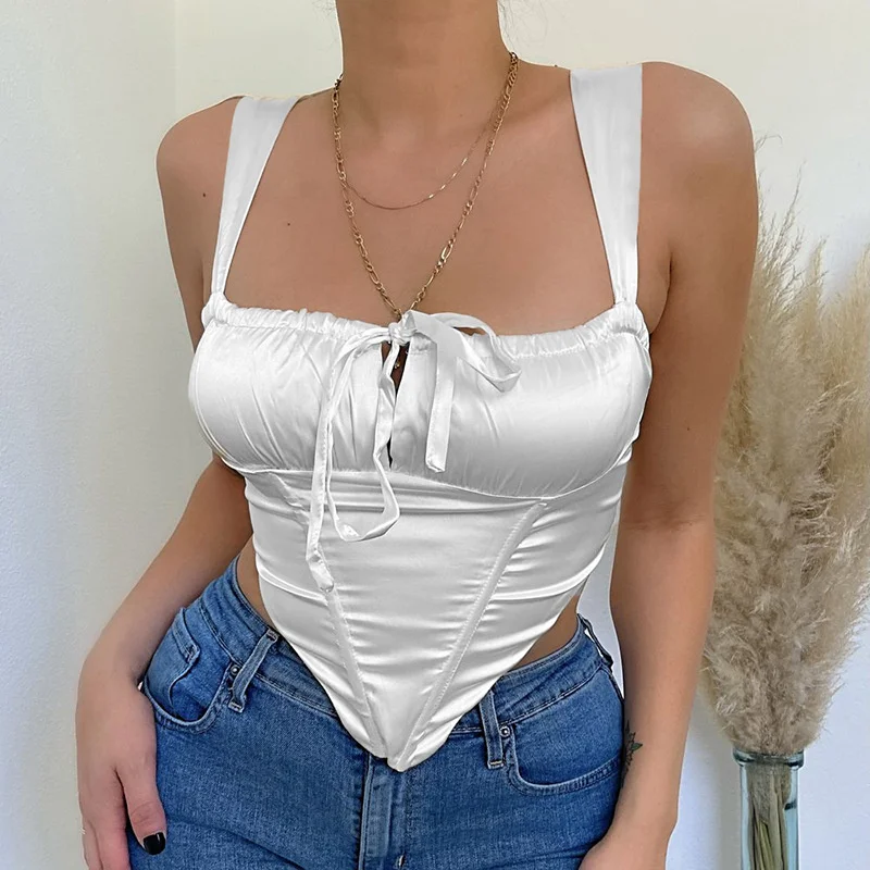 

Women Close-fitting Suspender Tops Solid Color Boat Neck Backless Tops with Irregular Hem Ladies Fashion Elastic Camisole