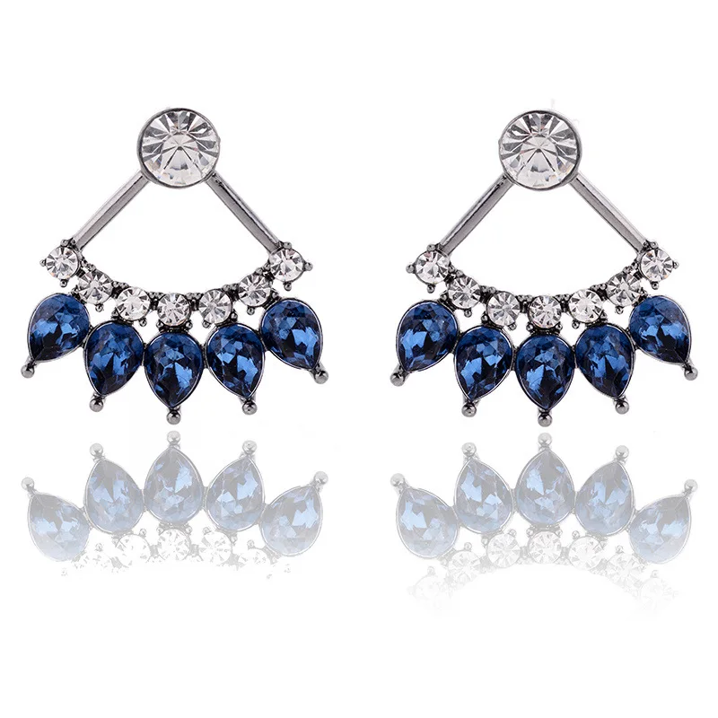 

32 models dark blue crystal stud earrings with zinc alloy for women crystal earrings flower earrings party jewelry wholesale