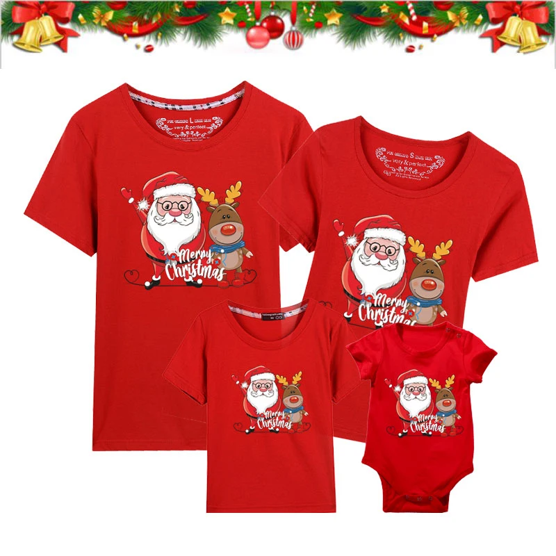 

Christmas Wear Mother Father Daughter Son Family T-Shirts Mommy and Me Clothes Print Family Matching Outfits Xmas Baby Bodysuit