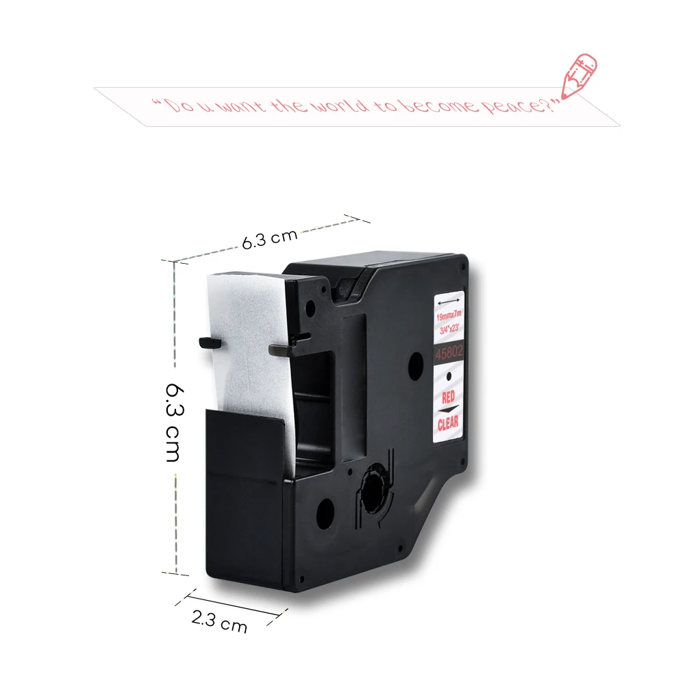 

19mm Red On Clear Compatible Dymo D1 45802 Printer Ribbon Ribbon Tape Label Tape For Dymo Label Manager 160 280 210