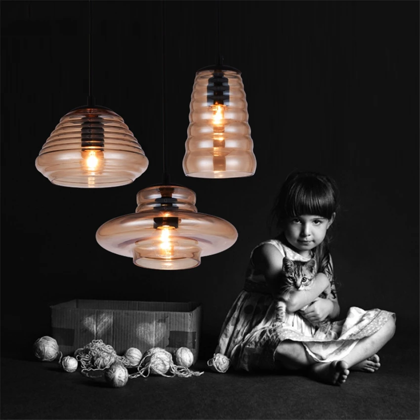 Стеклянные подвесные светильники в скандинавском стиле лампы ретро для столовой