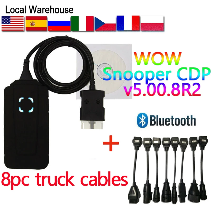 Obd2 сканер WOW Snooper v5.008 R2 Bluetooth для delphis DS150E TCS CDP pro plus инструменты многоязычные VD