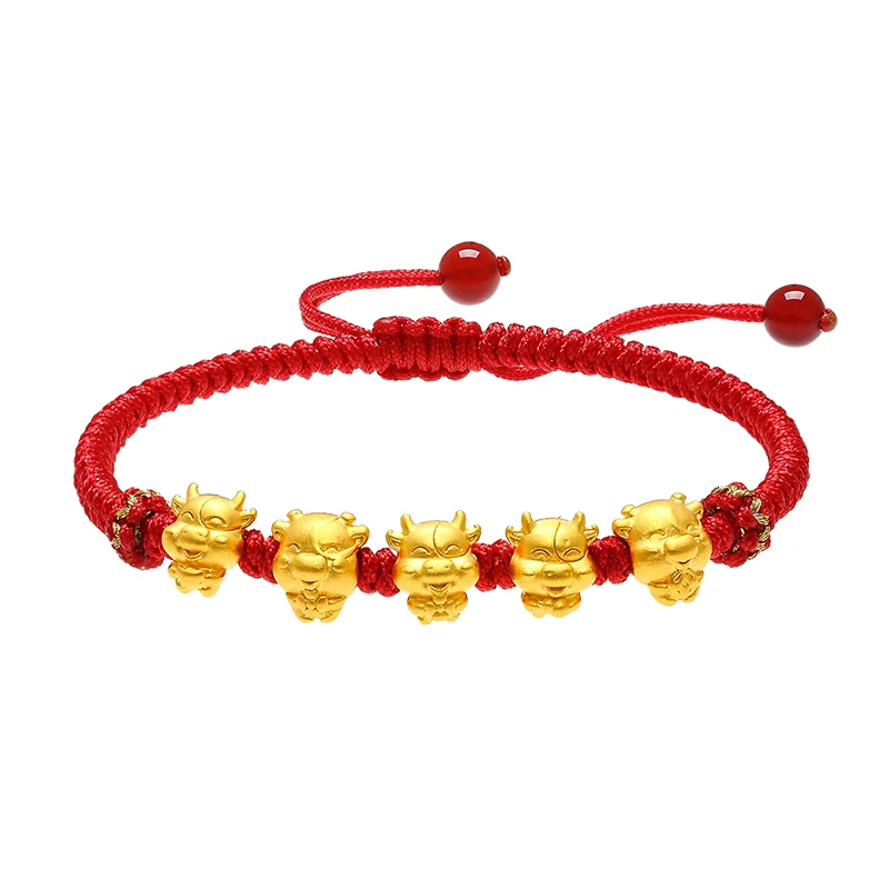 

1 шт. реальные 24K цепочка из желтого золота 3D год быка браслет на удачу Ox зодиака плетения браслетов для Для женщин детские браслеты 2021 подаро...