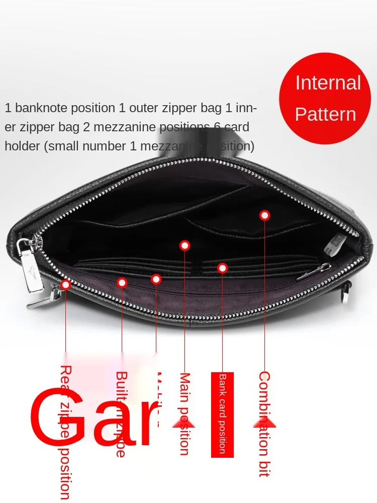 Envelope Package Men's Genuine Leather Clutch Bag  Handbag  Layer Cowhide Men's Bag Clutch Business Bag