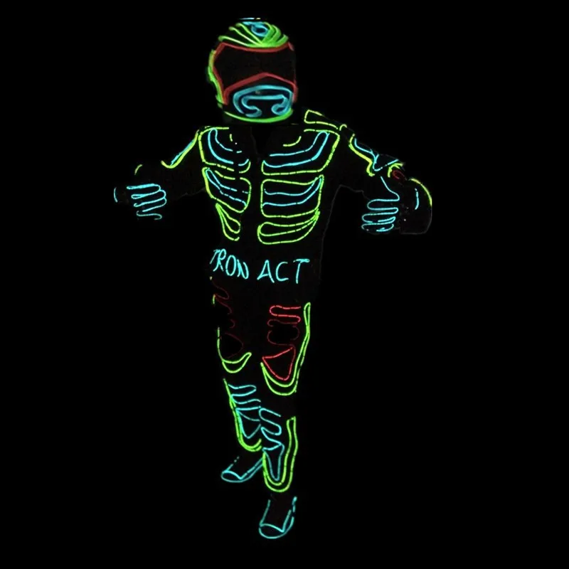 EL Grow мигающий костюм робота вечерние представления светодиодный танцевальная