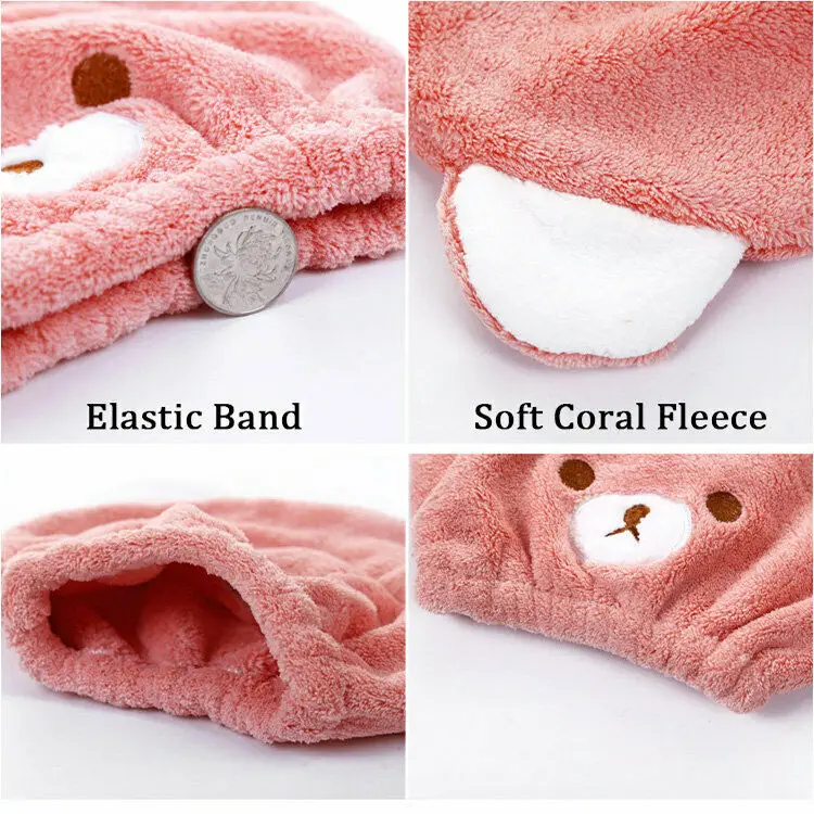 Быстросохнущее полотенце для волос милое детское с рисунком медведя из