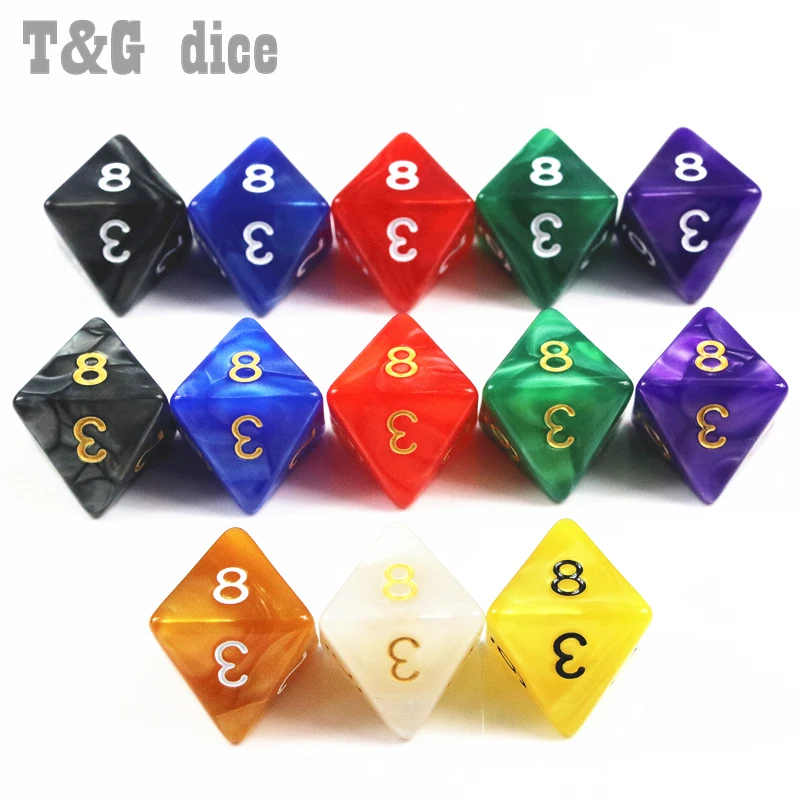 10 шт. D8 игральных костей для ролевых игр DND 8 сторонние игральные кубики красивые