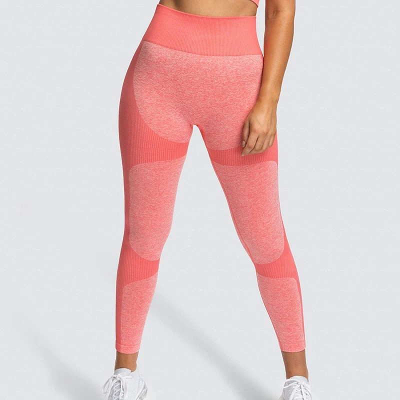 Women Seamless Push Up Sports Leggings Solid High Cut Gym Training Yoga Pants Solid Elastic Breathable Slim Running Tights