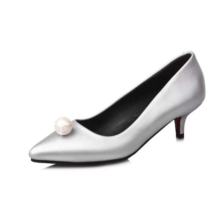 

Oversize Large size Big Size Pointed pearl decorative shoes ladies high heels women shoes woman pumps