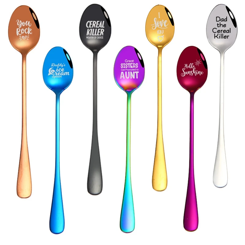 Креативная кофейная ложка из нержавеющей стали индивидуальная надпись