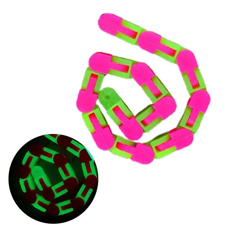 

24 Links Luminous Decompression Folding Chain for Kids Adults Bicycle Chain Track Fidget Toys Educational Toys