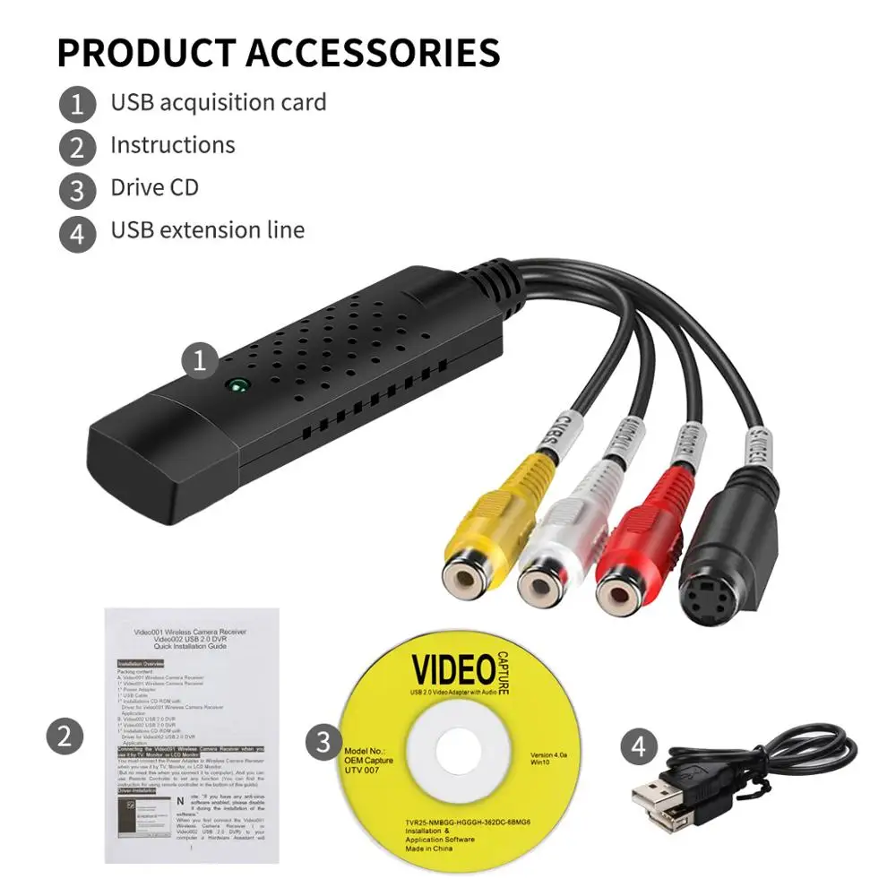USB ТВ 4 канальный видео аудио VHS в DVD HDD ПК преобразователь устройство крышка ture