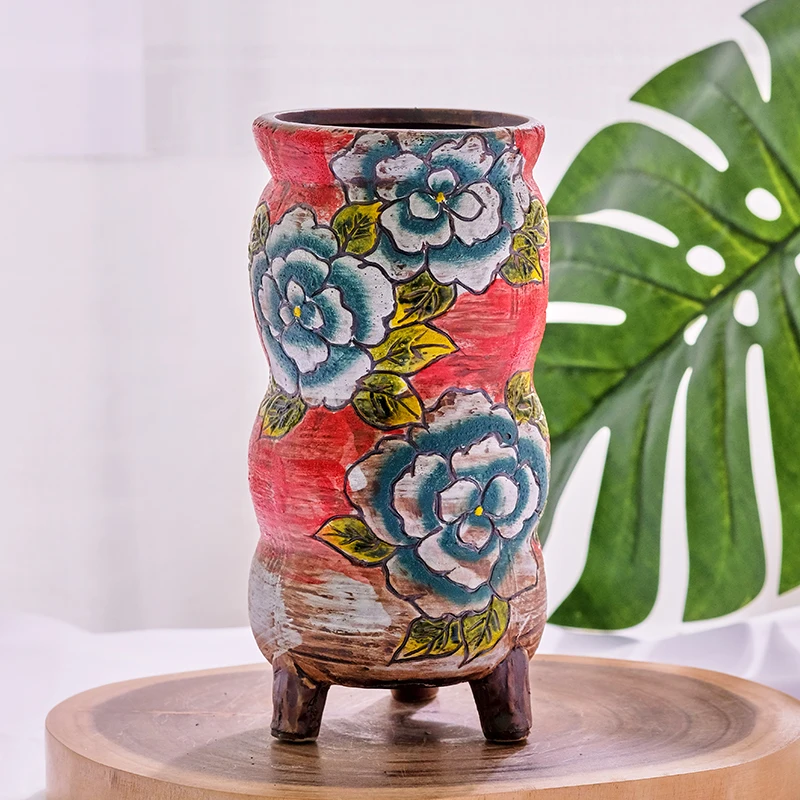 Горшок для растений-суккулентов большой раскрашенный керамический цветочный