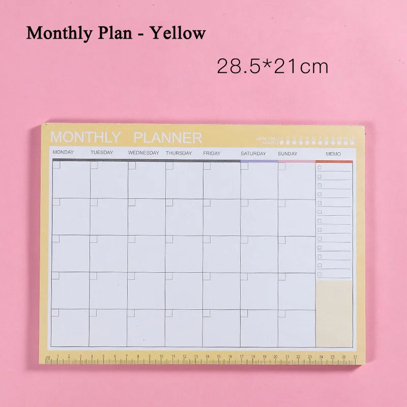 Month Yellow EZONE A4 блокнот с ежемесячным планированием, еженедельный блокнот с планировкой, настольный блокнот для планирования расписания, простой стильный клейкий блокнот для заметок, офисные канцелярские принадлежности - Цвет: Month Yellow
