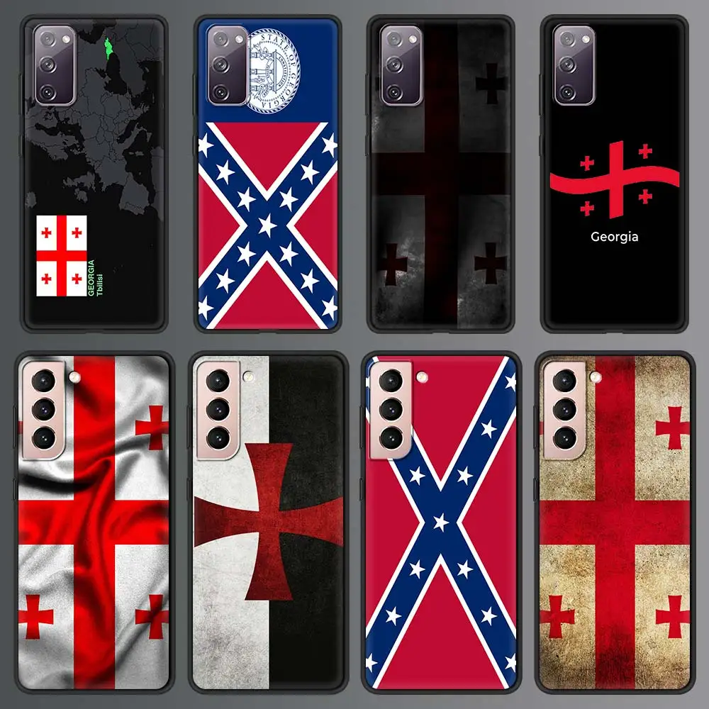 

Чехол с флагом Джорджии для Samsung Galaxy S21 Ultra S20 FE S10 S9 Plus S10E S8, мягкий силиконовый черный чехол для телефона из ТПУ