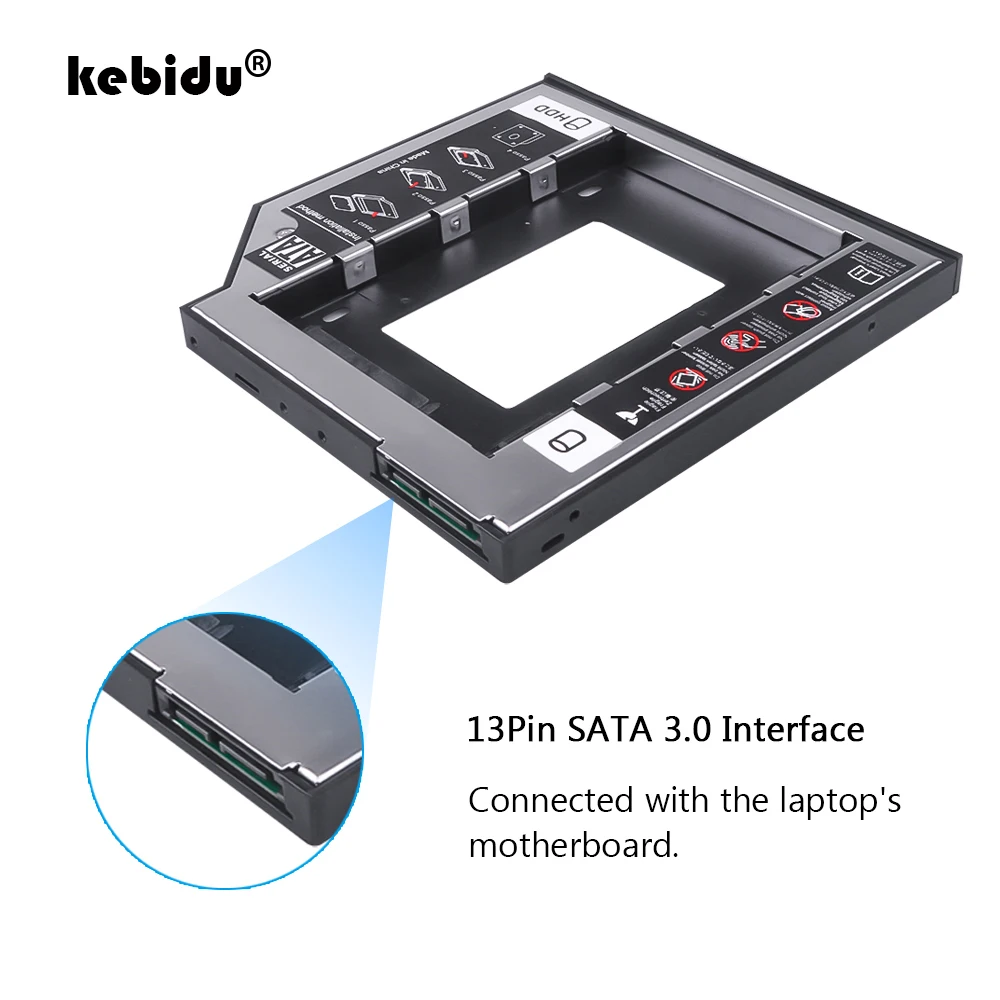 Kebidu новейший SATA на 2nd HDD Caddy 9 5 мм для SSD чехол Корпус жесткого диска Bay ноутбука ODD