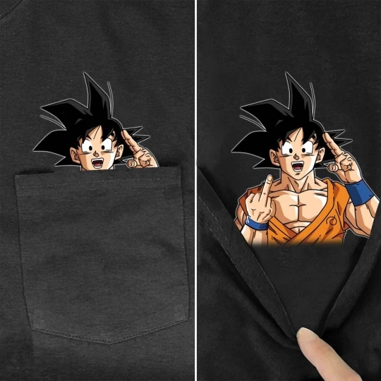 

PLstar Cosmos T Shirt summer pocket Son Goku printed t-shirt men for women shirts tops funny cotton black tees