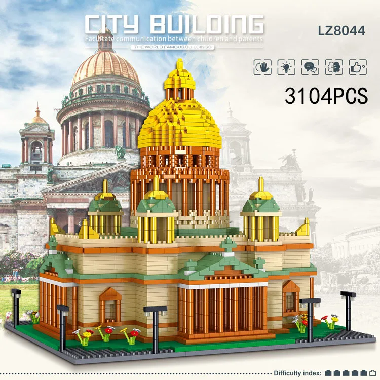 

Disney Mickey Around the World micro diamond block Russia Saint Petersburg nanobrick St. Isaac's Cathedral model brick toy