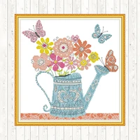 flower pot decor painting needlework sets for embroidery cross stitch 14ct 11ct dmc counted printed on canvas diy handmade gifts