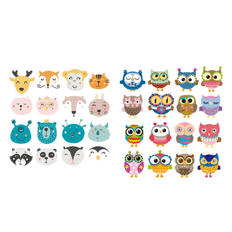 Мультяшные стикеры Сова Kawaii нашивки с рисунком обезьяны кролика панды