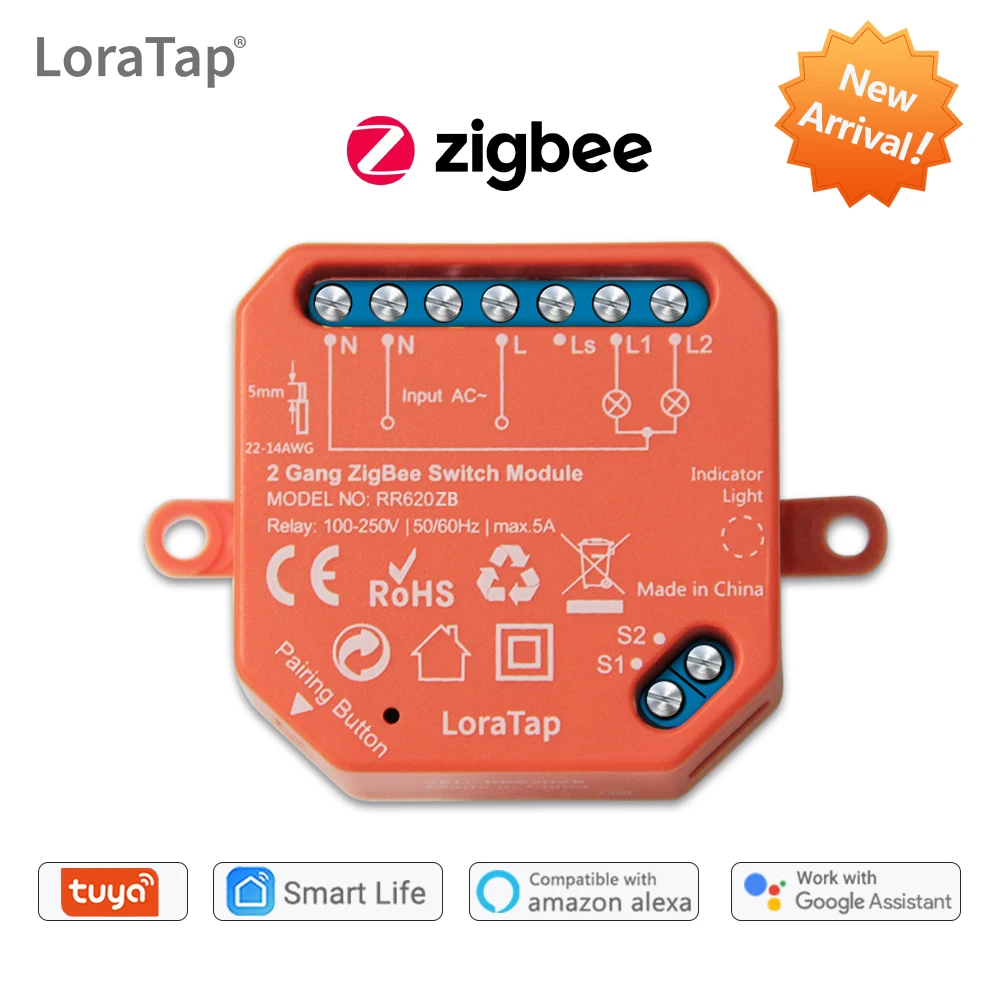 

Tuya Smart Life ZigBee двухклавишный релейный модуль LoraTap