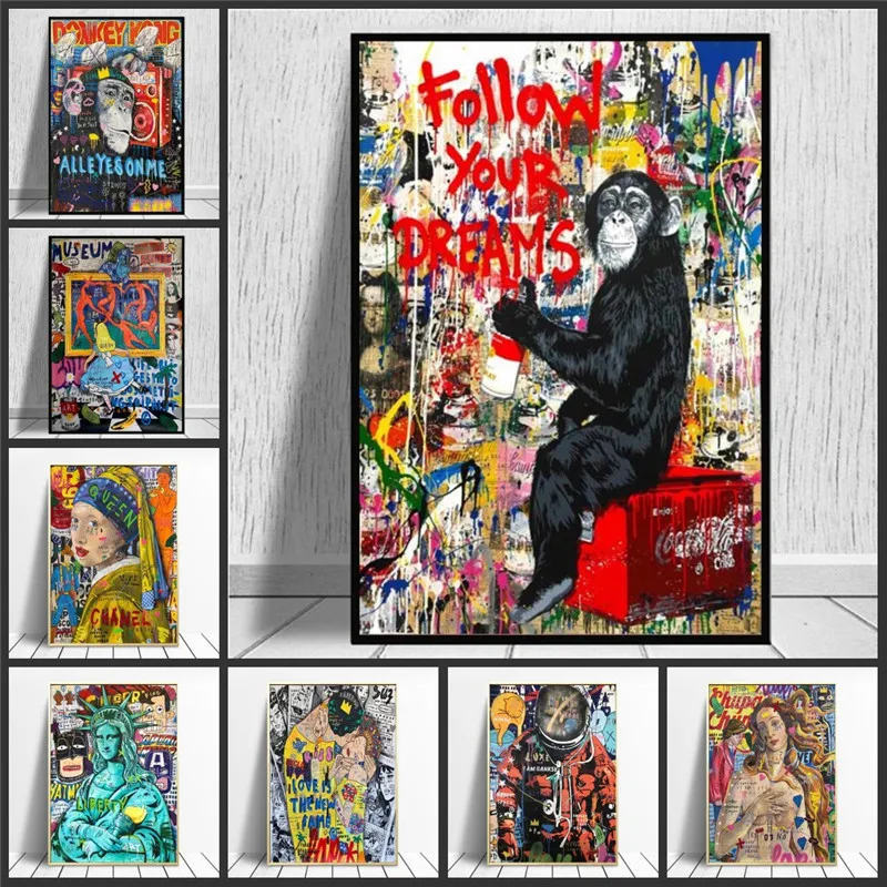 

Graffiti Wall Art Canvas Paintings Colorful Graffiti Posters and Prints Cuadros Street Wall Art Pictures Living Room Home Decor