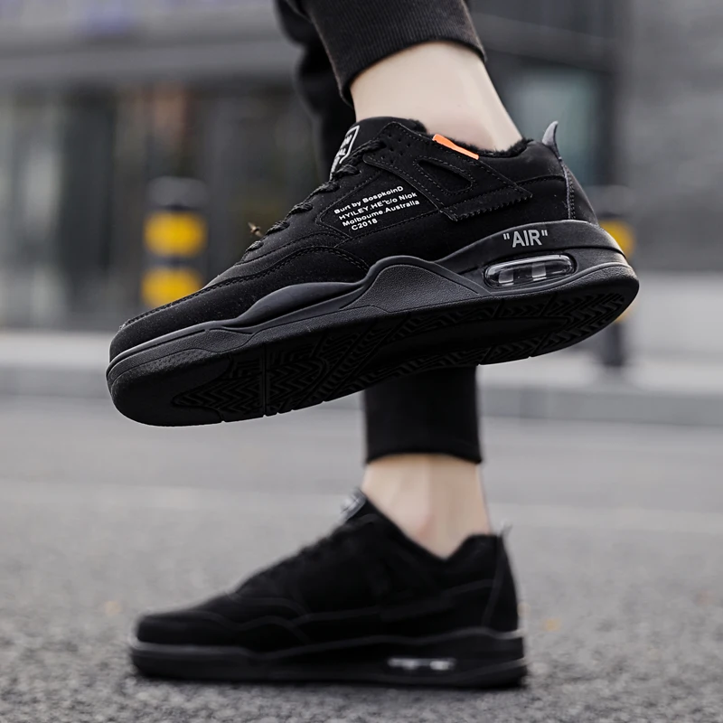 Осенне зимняя Уличная обувь с бархатной подушкой повседневная мужская низким