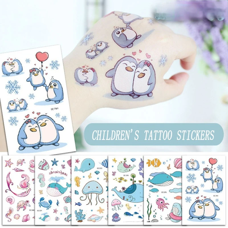 

1PCS New Ocean Series Dolphin Tattoo Sticker Waterproof Carter Children's Tattoo Sticker Original Small Fresh Temporary Tattoo
