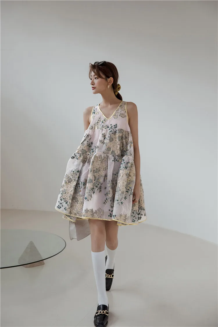 Винтажное платье CHEERART из тюля с цветочной вышивкой женское летнее жаккардовое