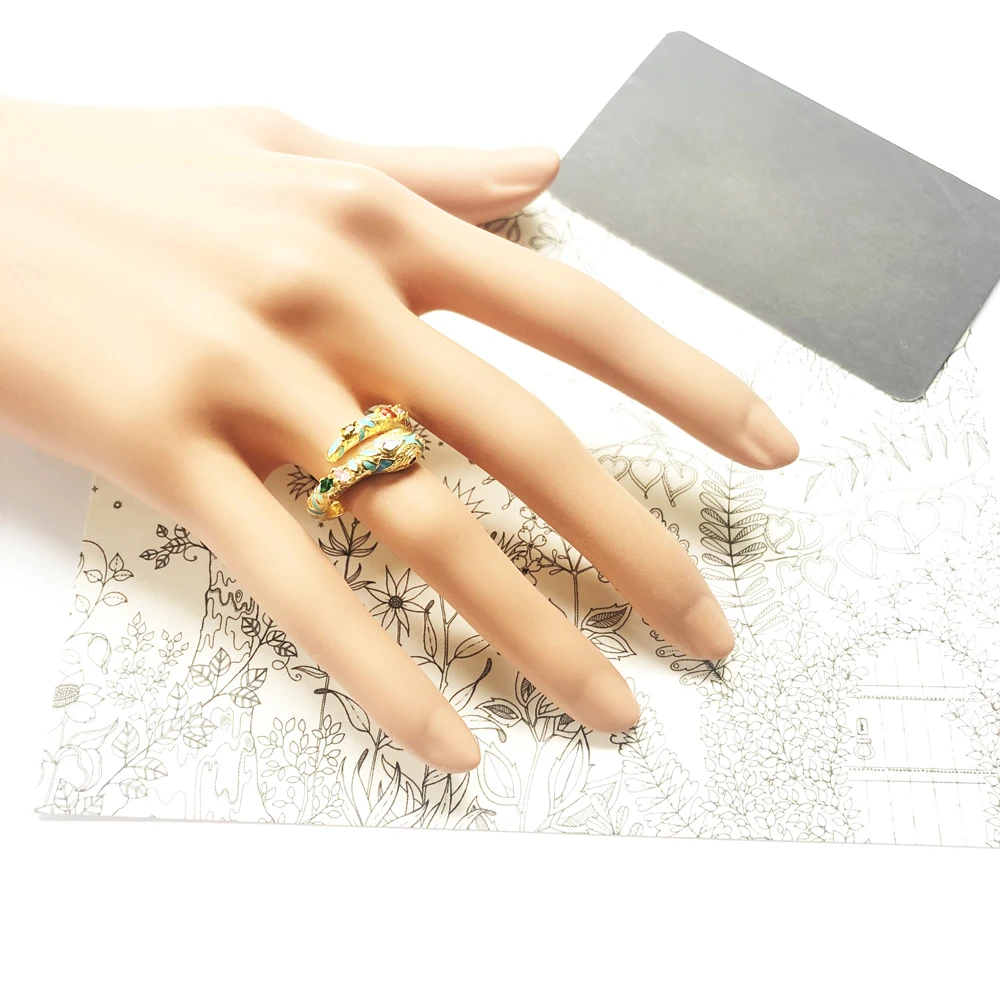 Женское кольцо в виде змеи золотистого цвета серебро 2020 пробы 925 | Украшения и