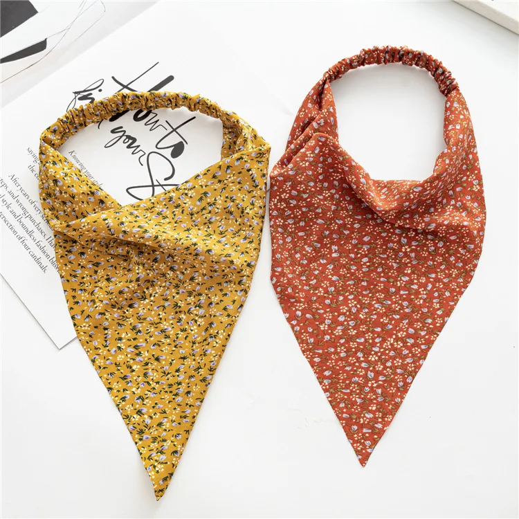 Модный женский шарф для волос треугольный головной убор с цветочным принтом